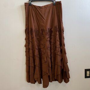 Cordelia Brown Corset Ruffle Cotton Maxi Skirt